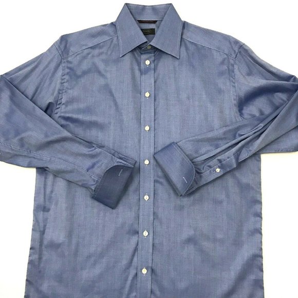 Eton Other - ETON Mens French Cuff Dress Shirt Shiny Blue